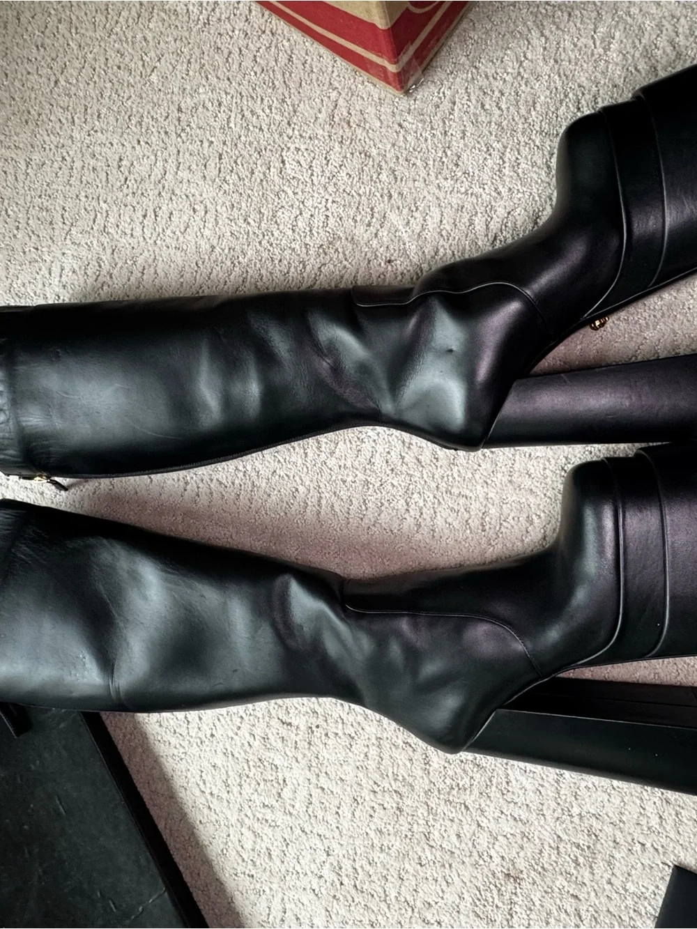 Versace Aevitas Leather Platform Black Knee-High Boots. 36 1/2